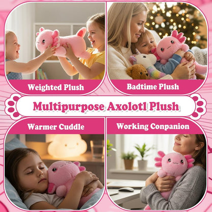 Weighted Heated Axolotl Stuffed Animals – 2.2 Pounds Weighted Microwave Axolotl Plush with Cute Heating Pad Animal of Unscented Warmth Pillow for Period Women Girl Kids Adult Birthday Gift 16 Inch