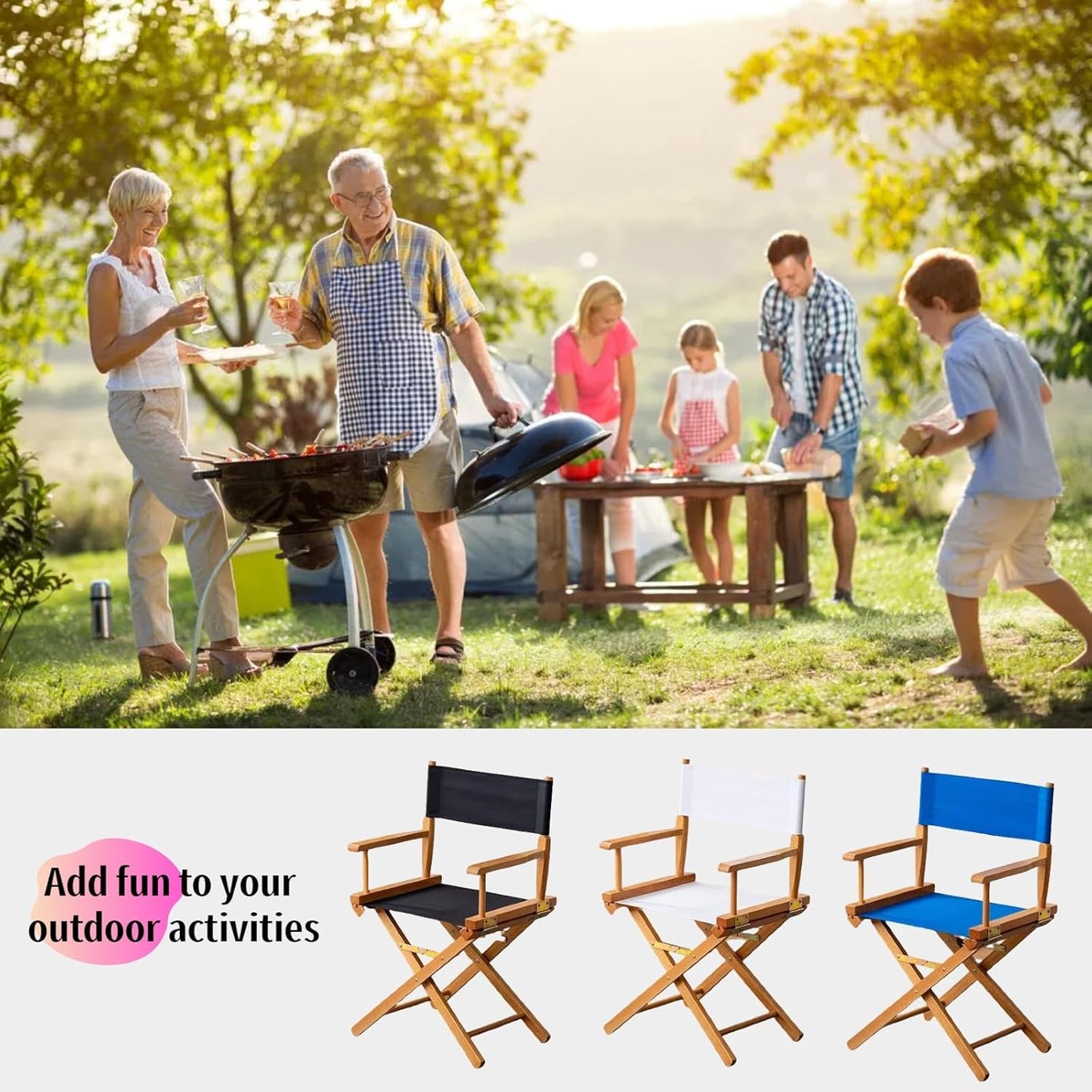 21.2" 16.1" Director Chair Canvas Replacement with Wood Stick, L x W Portable Cover for Directors Chair, Casual Home