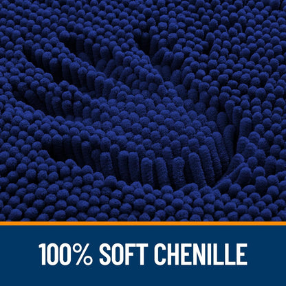 OLANLY Bath Rugs - Extra Soft Chenille, Quick-Dry Rubber Backing, Machine Washable | 32x20 Navy
