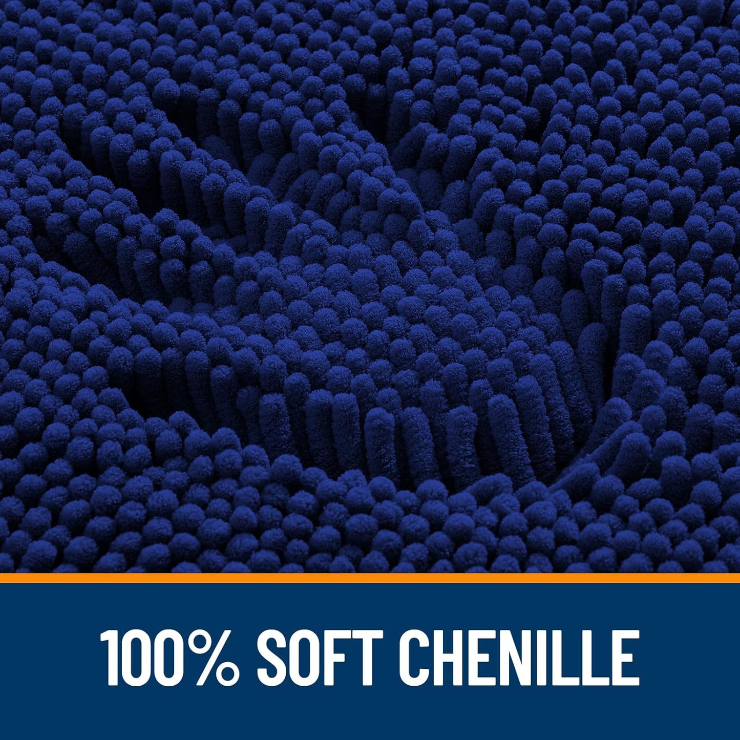 OLANLY Large Bathroom Rugs - Extra Soft Chenille Bath Mats with Rubber Backing | Quick Dry, Navy 45x27