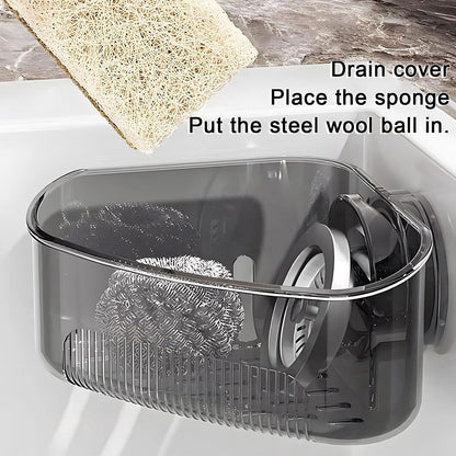 MyVaky 2PCS Sink Organizer Rack for Kitchen for Sponges, Scrubbers, Sink Corner Drain Box,with Adhesive Suction Cup Mount(Black)