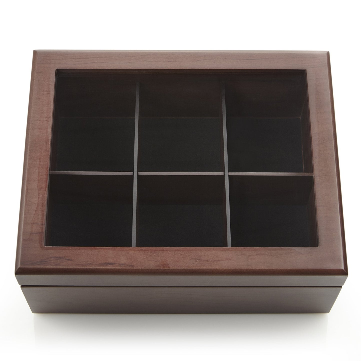 Tea Box - Luxury Wooden Tea Bag Organizer from The Apace Premier Collection - 6 Compartment Tea Storage Chest Container - Elegantly Handmade w/Scratch Resistant Window