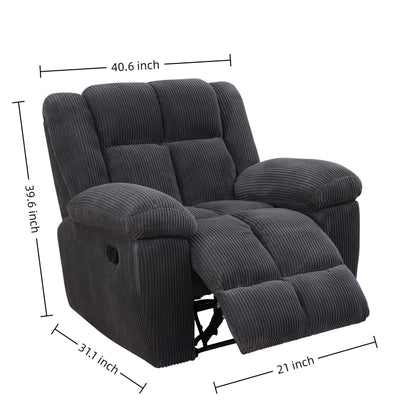 Trygoal Manual Recliner Chair, Nursery Rocking Chair, Recliner Chair for Adults, Lazy Boy, Gaming Recliner wih Overstuffed Arms, Suitable for Home Theater, Living Room, Bedroom, Dark Grey