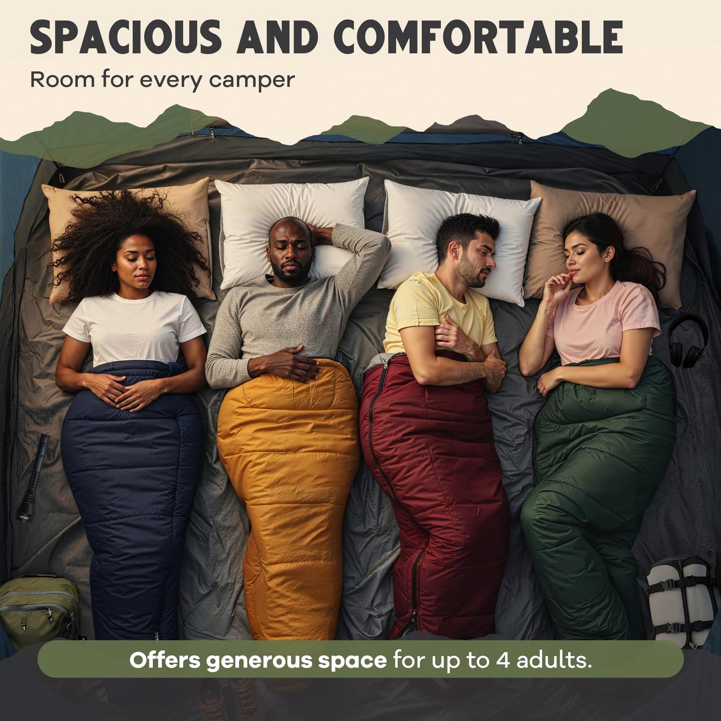Oaktiv Inflatable Tents for Camping - CloudCamp Glamping Tent for 6 People Waterproof Oxford Fabric(210D), Quick Setup Air Tent with Manual & Battery Pump, UV Protection, 4-Season Inflatable Tent