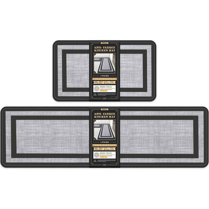 Mattitude Kitchen Mats Set of 2 Cushioned Rugs Anti-Fatigue Mats for Kitchen Floor,Waterproof Non-Slip Mats and Rugs Set for Office,Floor,Laundry 17.3"×29"+17.3"×59",Black