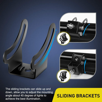 Nilight 2PCS Mounting Base Bracket for LED Light Bar Slide Mount Bracket, 2 Years Warranty (90034B), Black