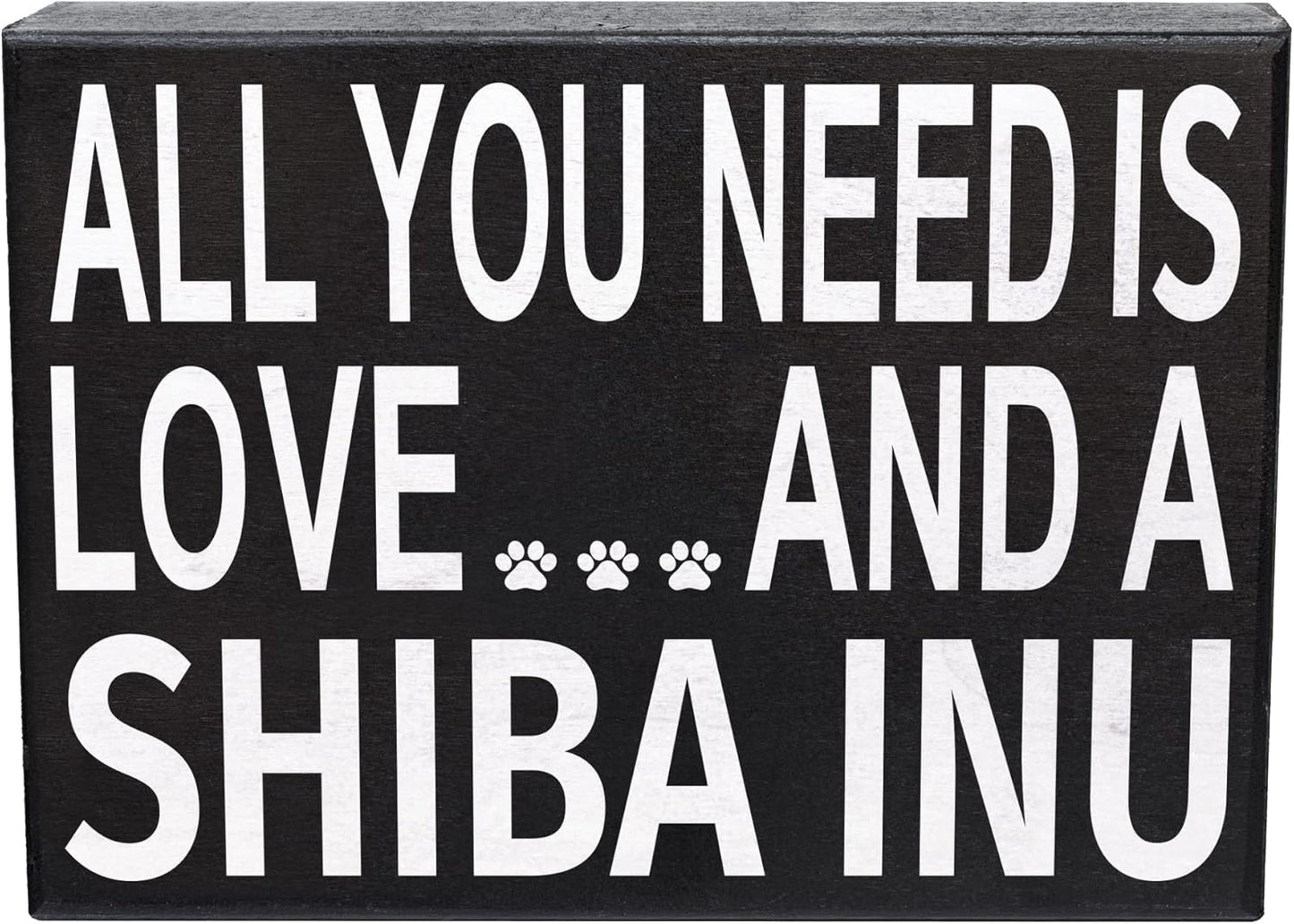 JennyGems Shiba Inu Gifts, All You Need Is Love and a Shiba Inu Wooden Sign, Shelf Decor and Wall Hanging, Made in USA