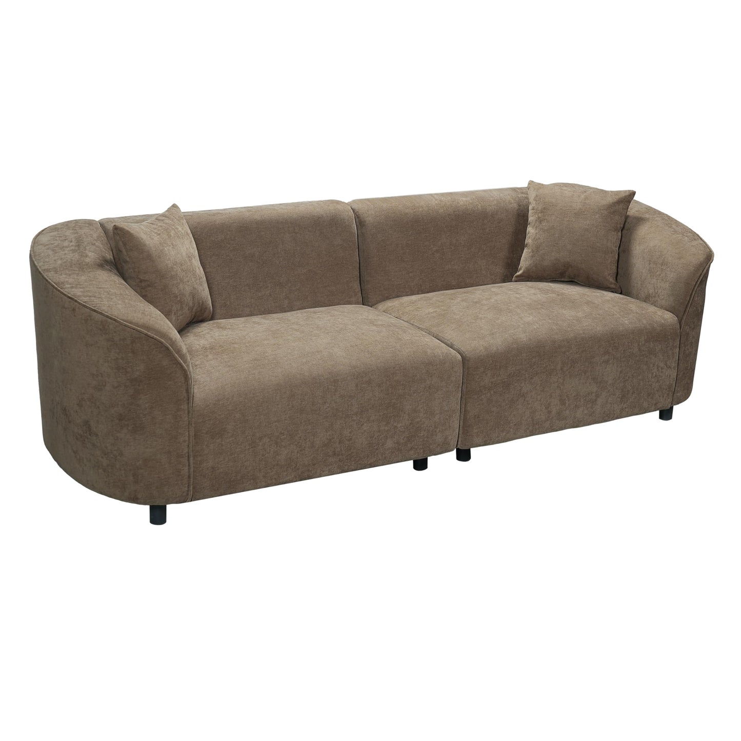 Merax 87" Curved Sofa Comfy Contemporary Upholstered Loveseat with Extra Deep Seats for Living Room Apartment Office, Brown
