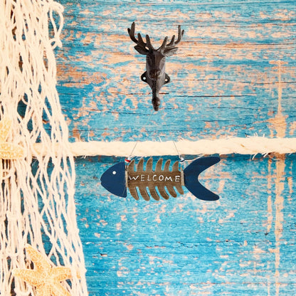 Rustic Heavy Duty Cast Iron Deer Wall Mounted Hooks - Antler Key Hat Holder, Durable Iron Hanger for Home Office