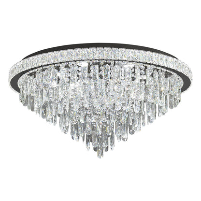 Dia 32" Modern Crystal Chandeliers LED Dimmable Living Room Chandelier Black Pendant Lighting Crystal Ceiling Light Fixture for Entrance Bedroom Hallway Foyer