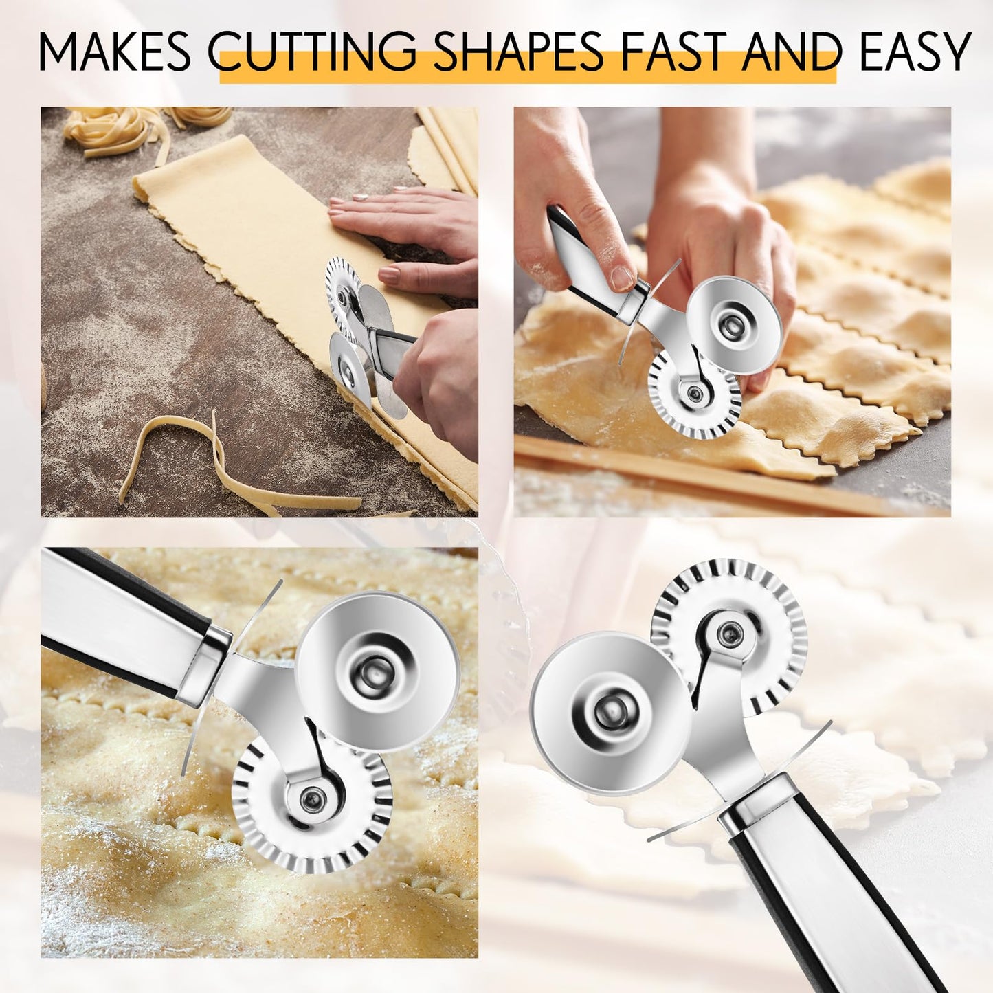 FoldTier Pasta Drying Rack and Cutter Wheel Ravioli Cutter Wheel Ravioli Roller Plastic Foldable Homemade Fresh Spaghetti Collapsible Stand Stable Easy Storage for Kitchen and Home Dumpling Lasagna