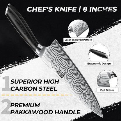 HOSHANHO 5 Pieces Knife Set, Professional Powder Steel Chef Knife Set, Ultra Sharp Japanese Kitchen Knives Set with Ergonomic Pakkawood Handle