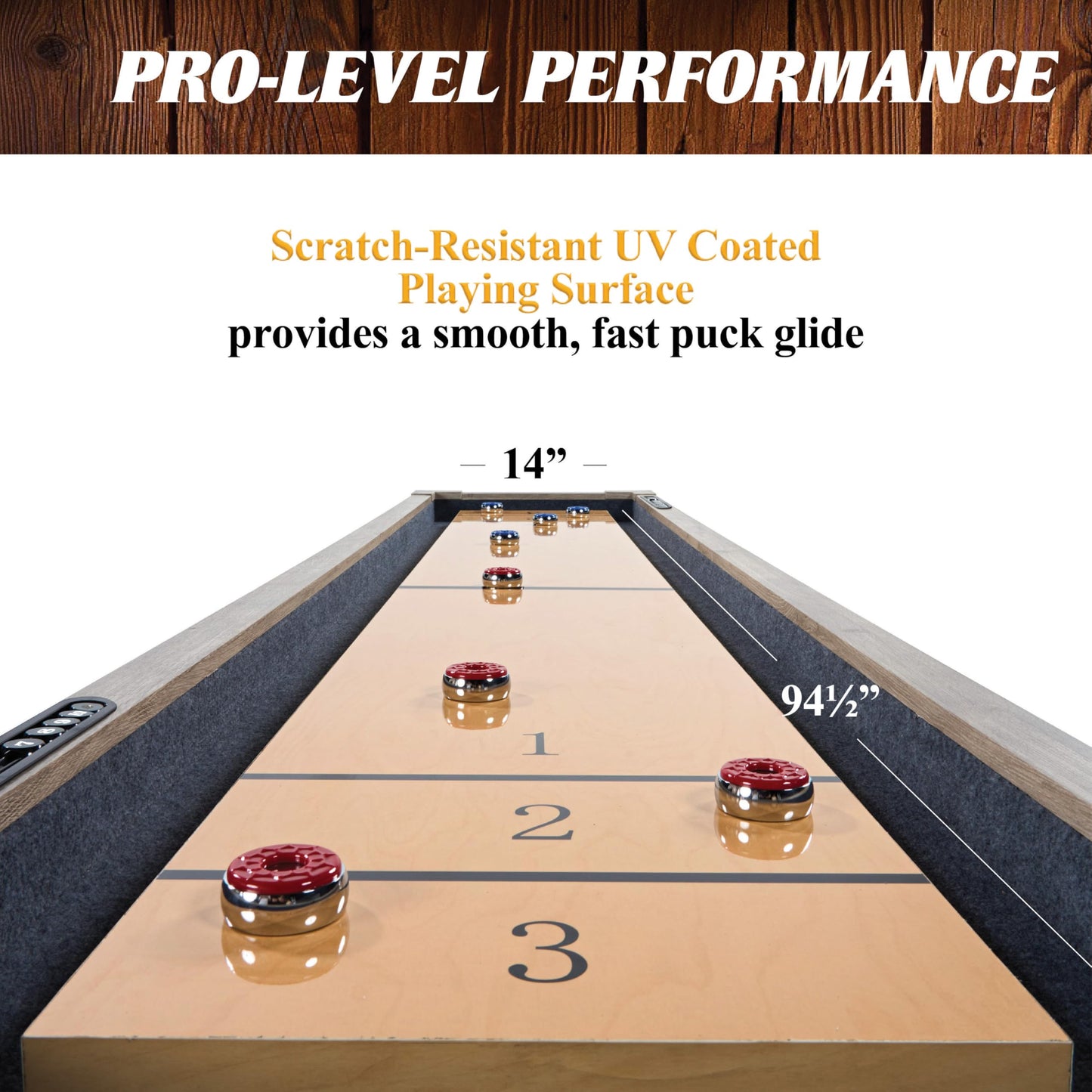 Barrington 9 ft Monteray Shuffleboard Table with Buffet Top, 2-in-1 Game Table & Furniture Style Dining Surface, UV-Coated Playfield, Climate Adjusters, Leg Levelers, 8 Pucks & Speed Powder Included