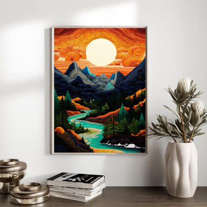 Yijingtop 6 Packs Abstract Landscape Diamond Art Kits for Adults,5D DIY Paint with Round Full Drill Diamonds Paintings Gem Art Kits for Home Wall Decor Gift (12X16 Inch)