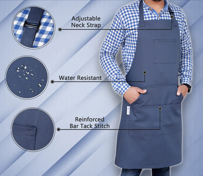 RUVANTI Aprons for Men, Women with Pockets Cotton Enrich Durable Large XXL size for Kitchen, Workshop, BBQ, Chef Apron