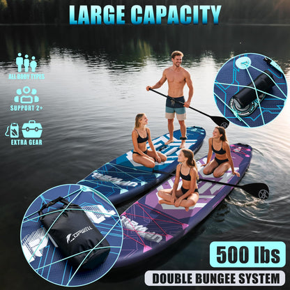 UPWELL 11'6"×35" Extra Wide Inflatable Paddle Board, Stand Up Paddle Board with Kayak Seat, Sup Paddle Boards for Adults, Chipmech Blue