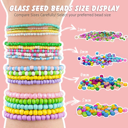 Friendship Bracelet Kit 3mm Seed Beads, 30000 Pcs 8/0 96 Colors Small Glass Beads Embroidery Kit with Letter Bead Charms for Jewelry Making Gifts Necklaces Waist Beads DIY Arts and Crafts for Adults