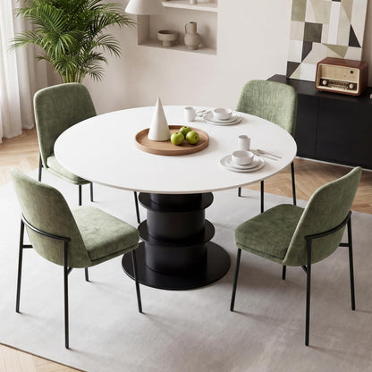 COLAMY Dining Chairs Set of 4, Modern Dining Chairs, Fabric Upholstered Dining Chairs, Kitchen Chairs with Curved Back and Metal Legs for Dining Room Kitchen Restaurant, Green