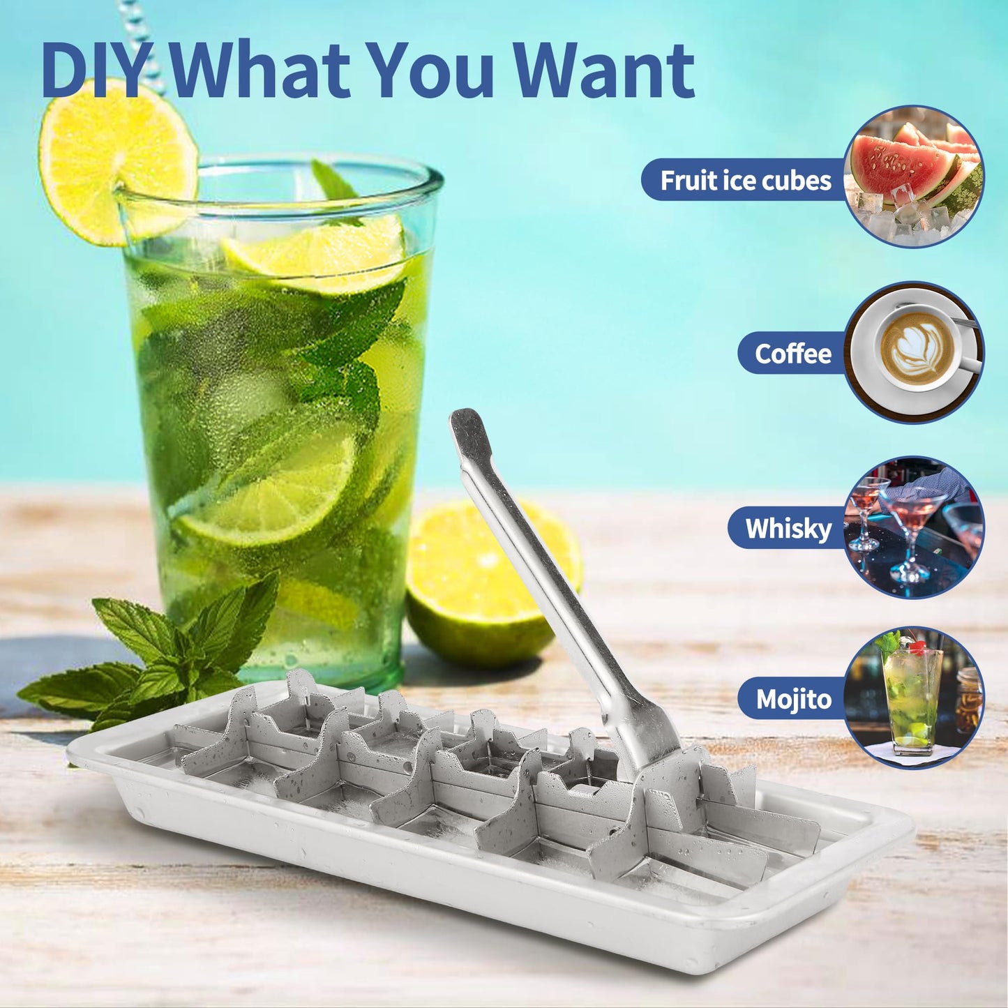 Stainless Steel Ice Cube Trays for Freezer, 18-Slot Vintage Inspired Design Metal Ice Cube Trays with Removable Tray, Easy Release Handle, Dishwasher Safe for Bars, Kitchens & Frozen Foods
