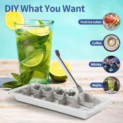 Stainless Steel Ice Cube Trays for Freezer, 18-Slot Vintage Inspired Design Metal Ice Cube Trays with Removable Tray, Easy Release Handle, Dishwasher Safe for Bars, Kitchens & Frozen Foods