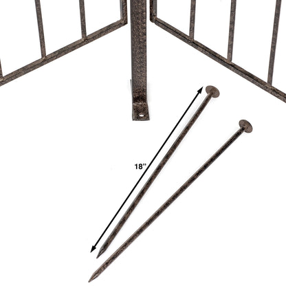 H Potter 3-Panel Outdoor Privacy Screen Trellis, 7 ft W x 6.5 ft H, 70-lb Heavy Iron Garden Screen for Patio, Deck & Hot Tub, Straight or Curved Config, Ground Spikes