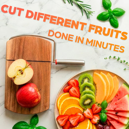 Manual Cheese Slicer for Block Cheese with Stainless Steel Blade & Locking Design - Multipurpose Wood Cheese Cutter Board 8.35x9.17x0.94 in for Slicing Butter, Vegetables, Fruits, Snacks & Deli Foods
