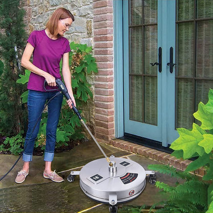15" Pressure Washer Surface Cleaner with 4 Wheels, Stainless Steel Housing & 1/4" Quick Connector, Power Washer Attachment with 2 ExWands, 2 Replacement Nozzles, 4000 PSI (15inch)