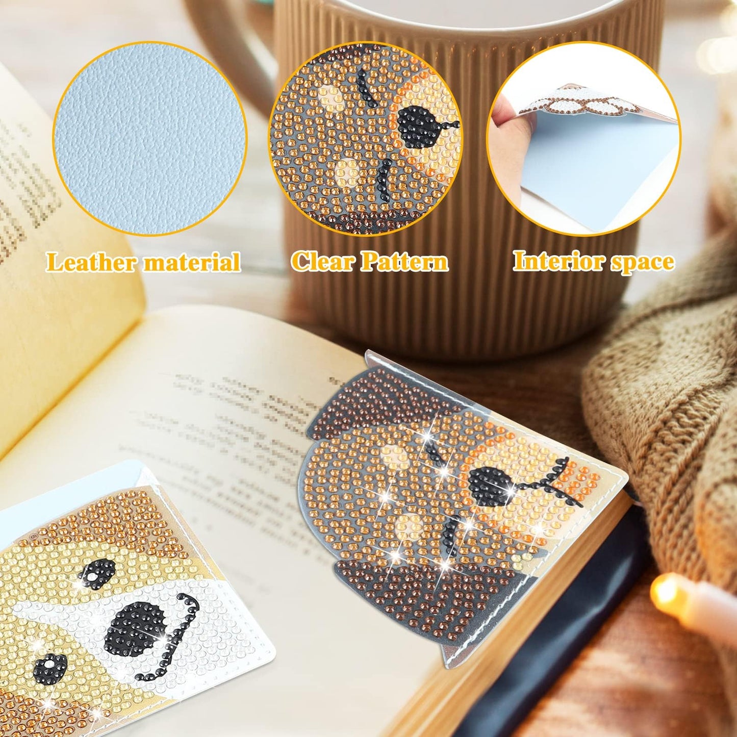 8 Pcs Dog Diamond Painting Corner Bookmark Dog 5D DIY Page Book Marks Triangle Book Lovers Gifts for Women Girls Art Craft Reading Lovers Presents