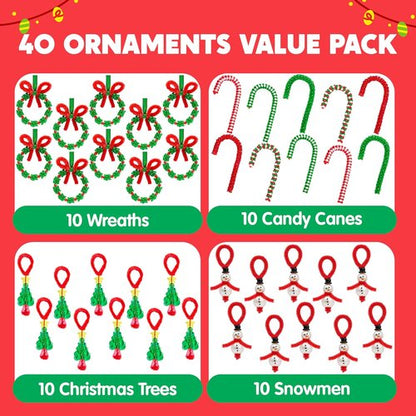 JOYIN Christmas Beaded Ornament Craft Kit - Create 40 DIY Hanging Ornaments for Holiday Decor | Perfect Xmas Gift
