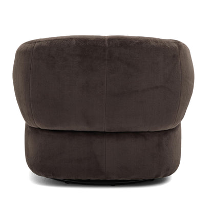 Christopher Knight Home Manie Plush Fabric 360° Swivel Accent Chair, Solid Wood Living Room Swivel Barrel Chair, Rotating Single Lounge Sofa, Comfy Reading Armchair, Dark Brown
