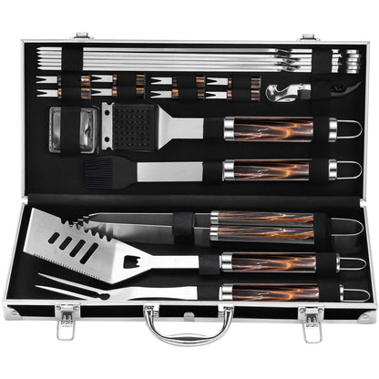 Grilljoy BBQ Accessories Grill Tools Set - 22PCS Stainless Steel Barbecue Grill Accessories for Outdoor Grill with Black Aluminum Case - Christmas Grilling Gifts for Men & Dad -Grill Tools Kit