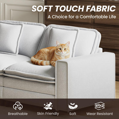 MALOL Modular Sectional Sofa 107", Comfy Cloud Couch with Ottoman, Deep 4-Seat L Shaped Modular Sofa, Couches with Throw Pillows for Living Room, Beige