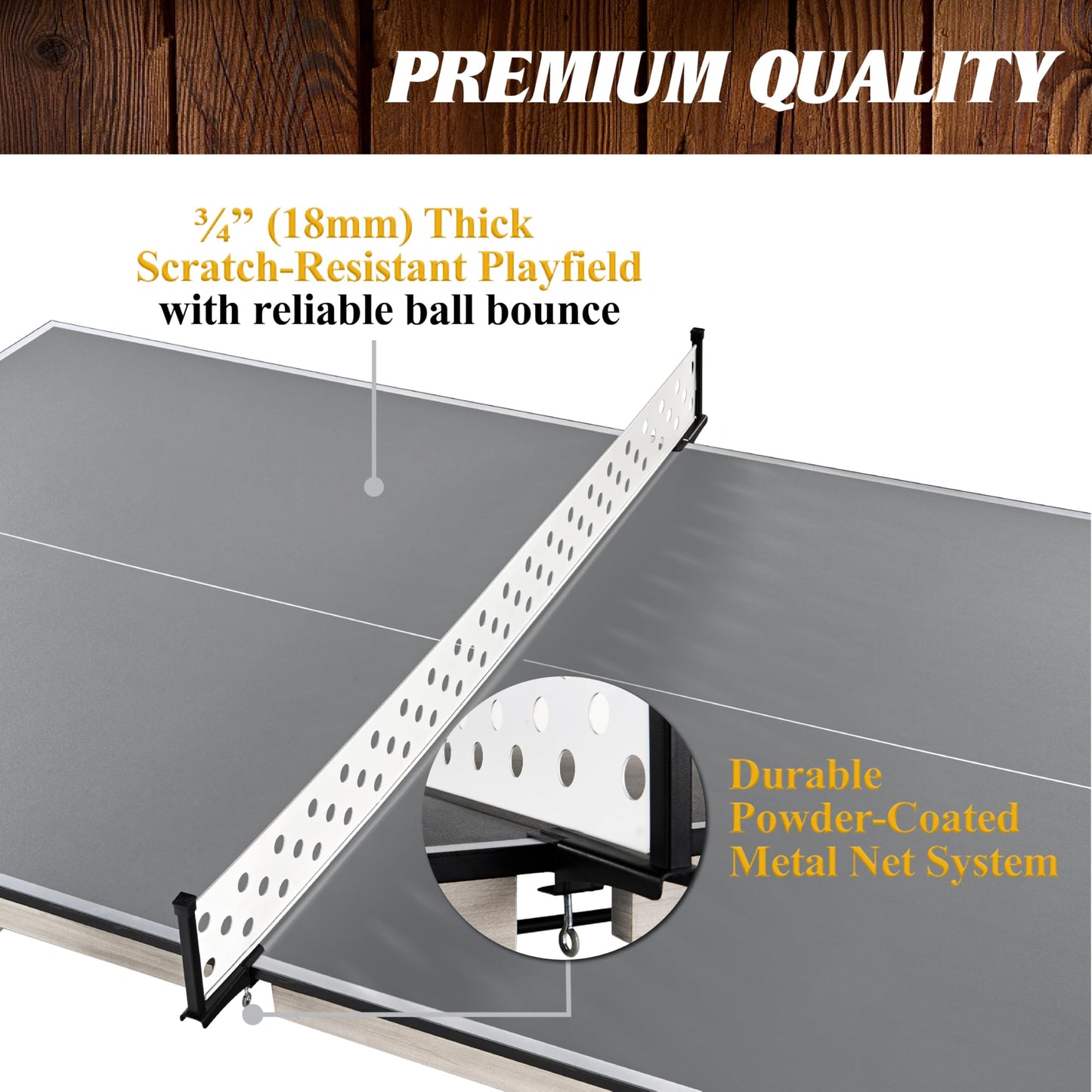 Barrington 9-ft Coventry Tennis Table, Official Size with Durable Metal Net and Storage Drawer, Perfect for Family Game Rooms