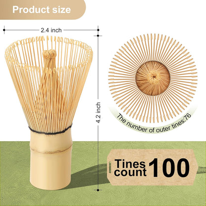 Traditional Matcha Whisk - 100-Prong Chasen for Authentic Japanese Tea Ceremony | Handcrafted Mixer for Premium Matcha