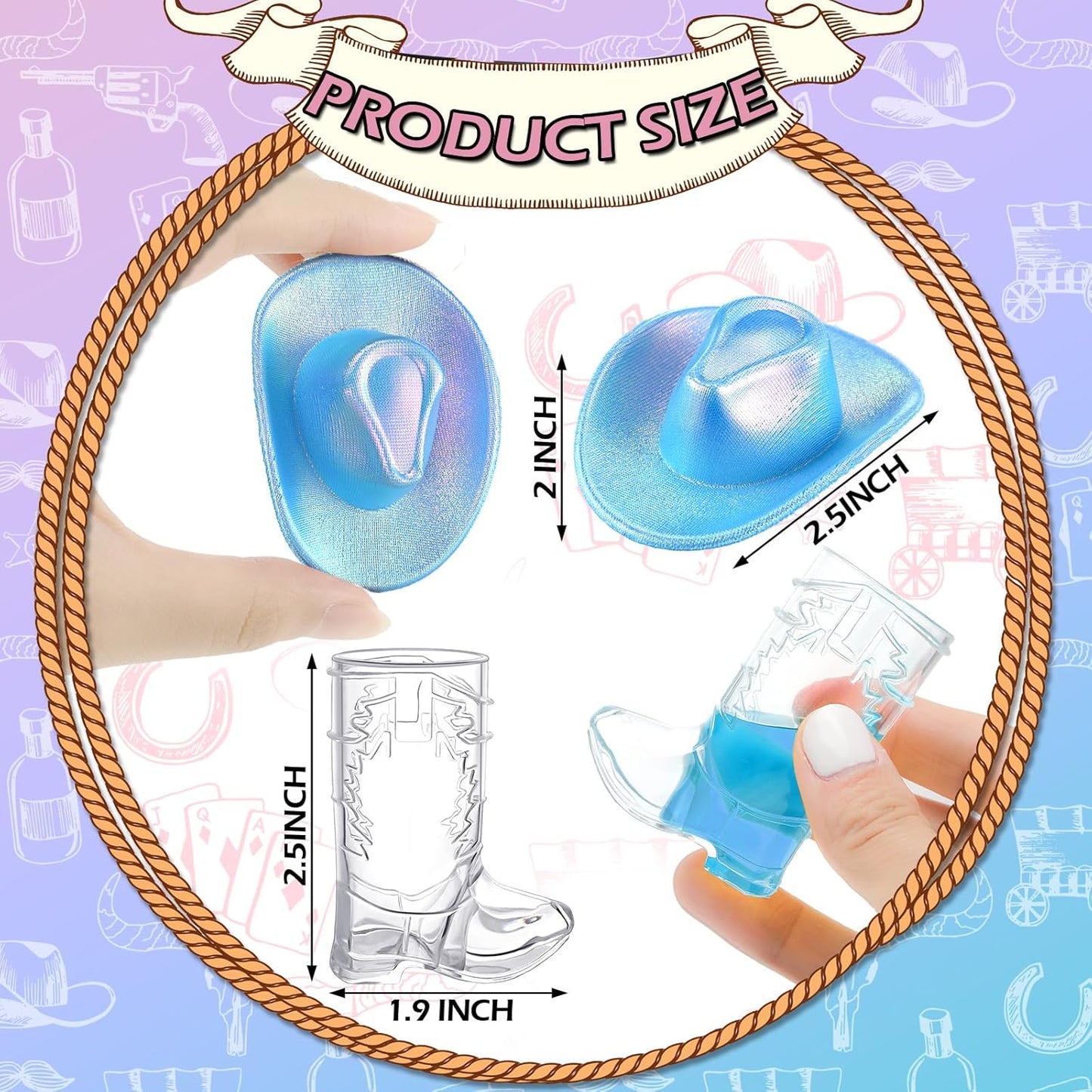20 Vesici Pcs Mini Cowboy Boot Shot Glasses Western Cowgirl Shot Boot Glasses Hats Space Cowgirl Themed Party Supplies