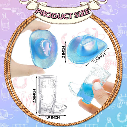 20 Vesici Pcs Mini Cowboy Boot Shot Glasses Western Cowgirl Shot Boot Glasses Hats Space Cowgirl Themed Party Supplies