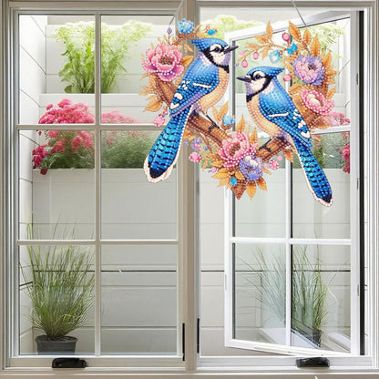 Ristpal Diamond Painting Kits Hanging for Adult, Special Shaped Rhinestone, DIY Acrylic Diamond Art Painting Window Pendants Home Garden Wall Hanging Kits for Home Decor and Gifts (Birds)