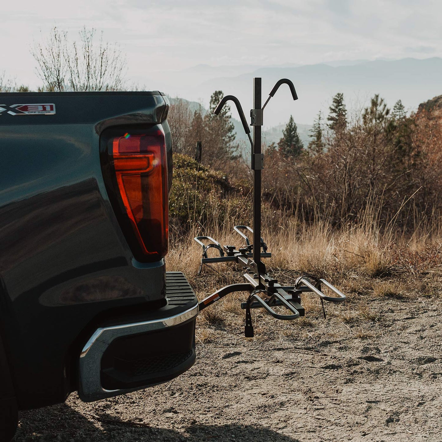 Swagman XTC2 Hitch Mount Bike Rack – Platform Carrier for 2 Bikes, Ratcheting Hook System, Compact Clam-Shell Folding Design