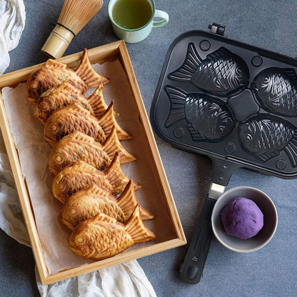 Taiyaki Pan, Fish Shape Waffle Maker, Non-Stick Double Pancake Maker for Home and Commercial Waffles Baking