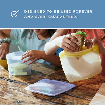Stasher Silicone Reusable Storage Food Bags, 4-Pack, Reusable Freezer Bags, Microwave, Dishwasher, Oven Safe, Sous Vide, Premium Lunch Containers, Eco Friendly, Food-safe Silicone Snack Bag, Rainbow