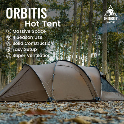OneTigris ORBITIS Hot Tent, Waterproof 4 Person Tent with Full Size Footprint, 4 Season Tents for Camping, Hiking, Bushcraft, Car Trips
