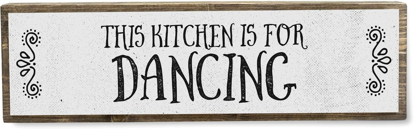 Kitchen Wood Signs, Medium Wood and Metal - This Kitchen Is For Dancing