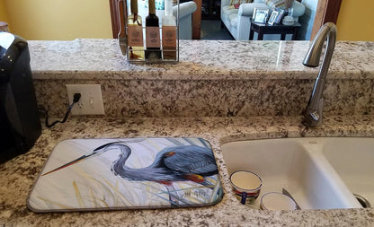 Caroline's Treasures Blue Heron Frog Hunting Dish Drying Mat for Kitchen Counter, 14 x 21", Multicolor