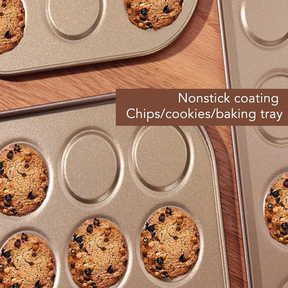 Luqeeg Muffin Top Pan, 15 Hole Carbon Steel Baking Tray with Non Stick Coating for Even Distribution