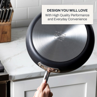 All-Clad HA1 Hard Anodized Nonstick Fry Pan Set – 5-Piece Cookware, 8", 10", 12" Skillets with Lid, Induction Compatible, Oven Safe to 500°F, Lid Safe to 350°F, Black