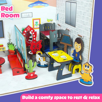 DIY Dollhouse Kit for Girls Ages 5–9 | Miniature House 3D Puzzle with Furniture & Accessories | Build & Play STEM Craft Kit for Girls 5 6 7 8 9 10