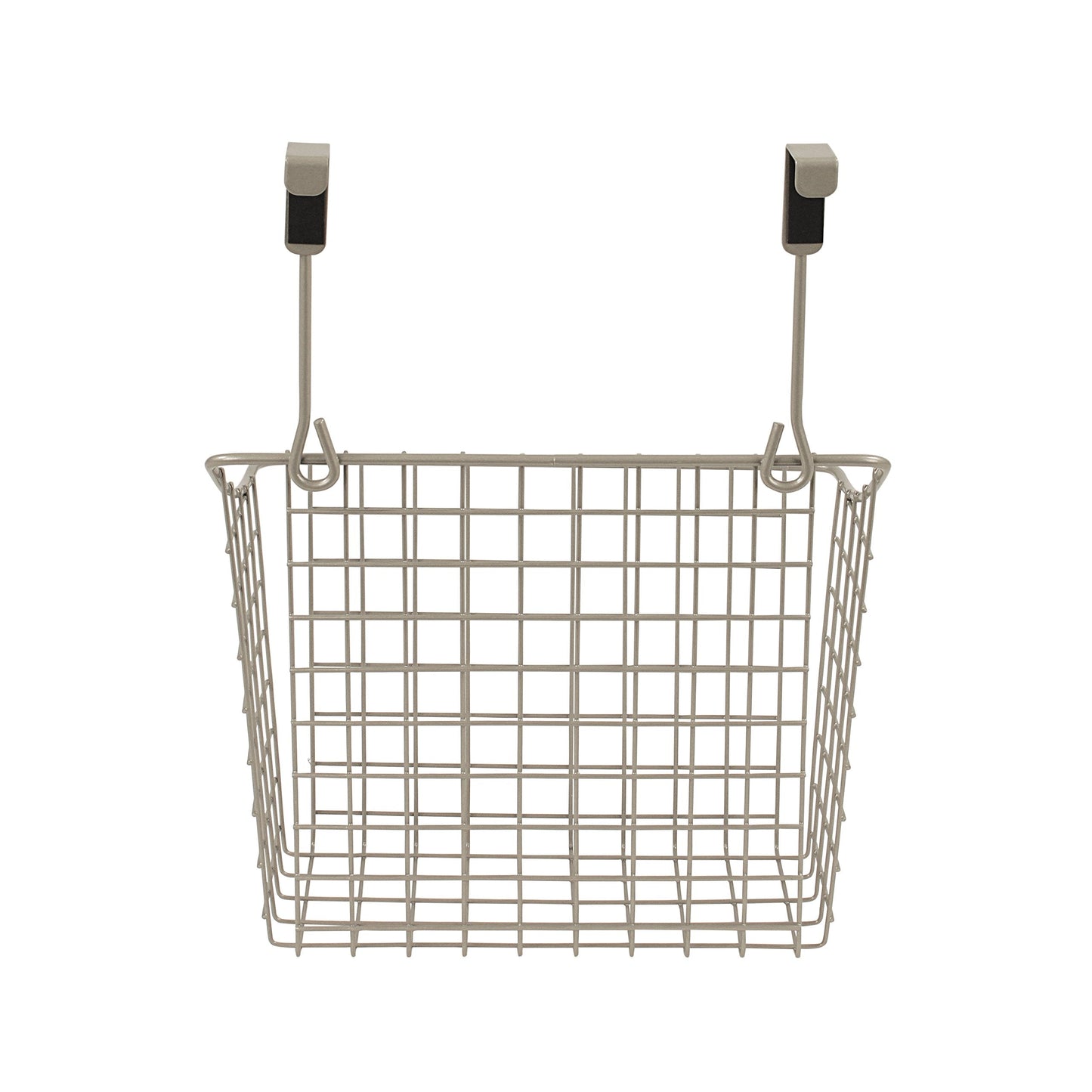 Spectrum Hanging Baskets for Organizing (Large, Satin Nickel) - Grid Over the Cabinet Wire Basket for Kitchen or Bathroom - Door Hanging Storage Organizer for Cleaning Supplies, Washcloths, & Towels
