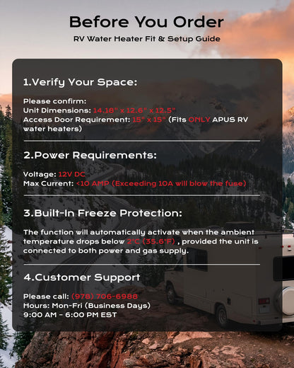 APUS RV Tankless Water Heater, 68,000 BTU Propane Gas On Demand Hot Water with Black Door&Remote, 12V, 3.9 GPM, High Altitude Ready, CSA Certified, Compatible with All RVs,Ideal for RV Family & Camper