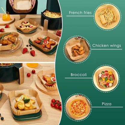 COSORI Disposable Air Fryer Liners - 100PCS Parchment Paper for 2 QT Mini Air Fryer | 4.7 Inch Square Sheets