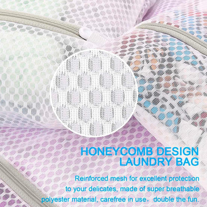 3Pcs Durable Honeycomb Mesh Laundry Bags, Reusable Washing Machine Wash Bags for Delicates 12 x 16 Inches (3 Medium)